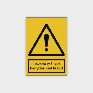 Elevator må ikke benyttes ved brand