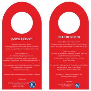 Dørhænger røde med eget logo